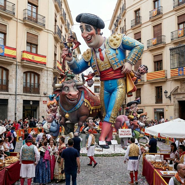 Falla monumental valenciana con motivo taurino