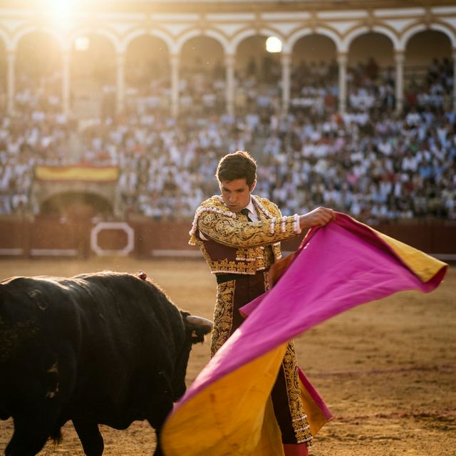 Torero ejecutando una verónica con capote