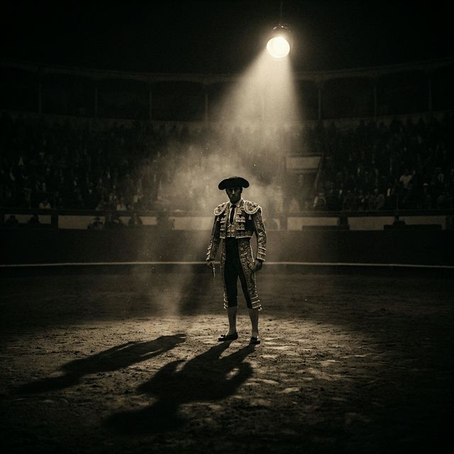 Torero iluminado dramáticamente al estilo cinematográfico