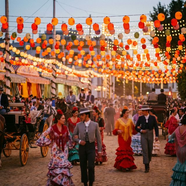 La Maestranza de Sevilla con ambiente festivo de Feria de Abril