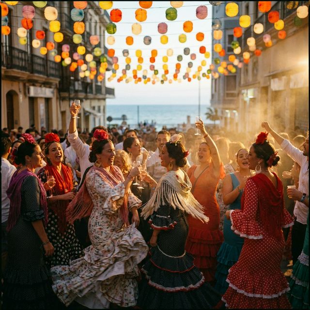 Plaza de La Malagueta con ambiente de feria malagueña